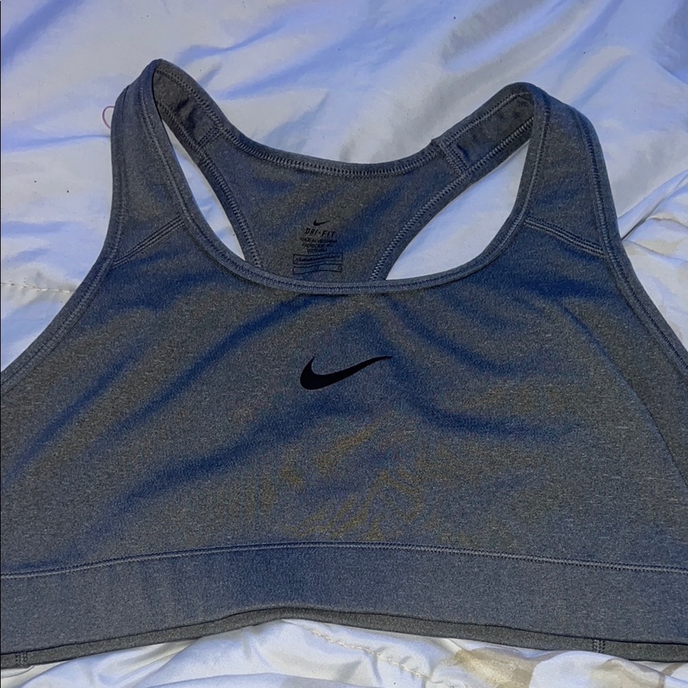 Nike Gray Sports Bra Moisture-Wicking Racerback